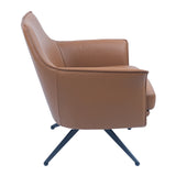 NNEDSZ Freya Leather Swivel Occasional Chair Lounge Seat - Brown