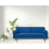 NNEDSZ Livia 3 Seater Sofa Bed Fabric Uplholstered Lounge Couch - Dark Blue
