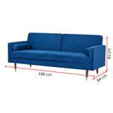 NNEDSZ Livia 3 Seater Sofa Bed Fabric Uplholstered Lounge Couch - Dark Blue