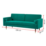 NNEDSZ Livia 3 Seater Sofa Bed Fabric Uplholstered Lounge Couch - Green
