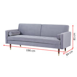 NNEDSZ Livia 3 Seater Sofa Bed Fabric Uplholstered Lounge Couch - Gey