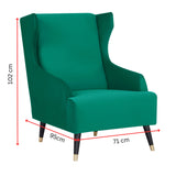 NNEDSZ Sylvia Accent Sofa Arm Chair Fabric Uplholstered Lounge Couch - Green