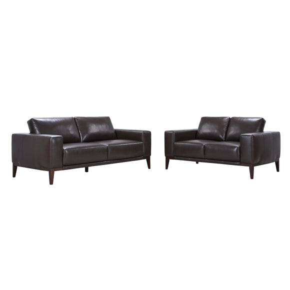 NNEDSZ 2 + 3 Seater Sofa Leather Upholstered Lounge Set - Chocolate