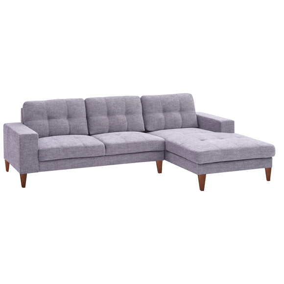NNEDSZ Juliet 2 Seater Sofa Soft Fabric Uplholstered Lounge Couch with RHF Chaise Grey
