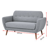 NNEDSZ Lilliana 3 + 2 Seater Sofa Fabric Uplholstered Lounge Couch - Light Grey