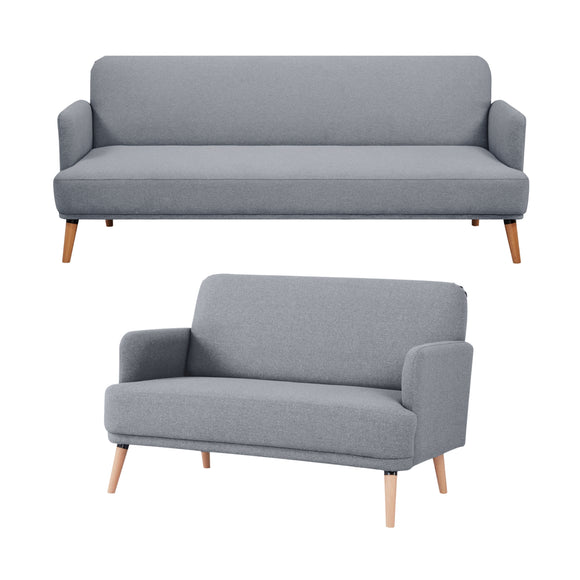 NNEDSZ Brianna 3 + 2 Seater Sofa Fabric Uplholstered Lounge Couch - Light Grey