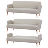 NNEDSZ Merlin 3 Seater Sofa Futon Bed Fabric Lounge Couch - Beige