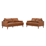 NNEDSZ Matilda 2 + 3 Seater Sofa Leather Upholstered Lounge Set - Tan