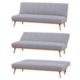 NNEDSZ Monroe 3 Seater Sofa Futon Bed Fabric Lounge Couch - Grey