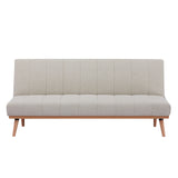 NNEDSZ Monroe 3 Seater Sofa Futon Bed Fabric Lounge Couch - Beige