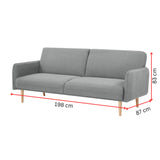 NNEDSZ Celia 3 Seater Sofa Queen Bed Fabric Uplholstered Lounge Couch - Light Grey
