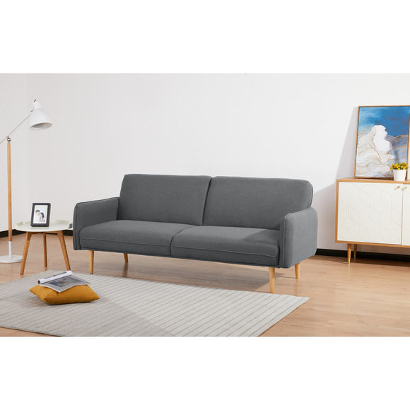 NNEDSZ Celia 3 Seater Sofa Queen Bed Fabric Uplholstered Lounge Couch - Mid Grey