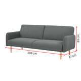 NNEDSZ Celia 3 Seater Sofa Queen Bed Fabric Uplholstered Lounge Couch - Mid Grey