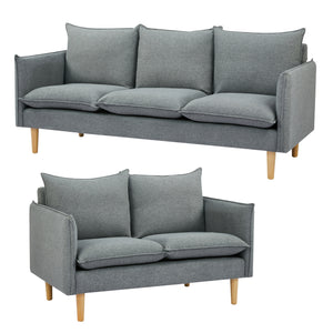 NNEDSZ Sinatra 2 + 3 Seater Fabric Sofa Lounge Couch Dark Grey