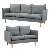 NNEDSZ Sinatra 2 + 3 Seater Fabric Sofa Lounge Couch Dark Grey