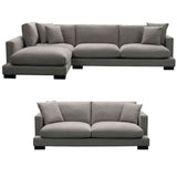 NNEDSZ Royalty 3 + 3 Seater Sofa Fabric Uplholstered Left Chaise Lounge Couch - Grey
