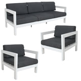 NNEDSZ Outie 3pc Set 1+1+3 Seater Outdoor Sofa Lounge Aluminium Frame White