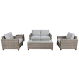 NNEDSZ Sophy 2+1+1 Seater Wicker Rattan Outdoor Sofa Set Coffee Side Table Chair Lounge