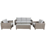 NNEDSZ Sophy 3+1+1 Seater Wicker Rattan Outdoor Sofa Set Coffee Side Table Chair Lounge