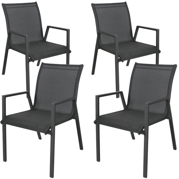 NNEDSZ Iberia 4pc Set Aluminium Outdoor Dining Table Chair Charcoal