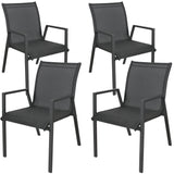 NNEDSZ Iberia 4pc Set Aluminium Outdoor Dining Table Chair Charcoal