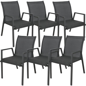 NNEDSZ Iberia 6pc Set Aluminium Outdoor Dining Table Chair Charcoal