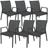 NNEDSZ Iberia 6pc Set Aluminium Outdoor Dining Table Chair Charcoal