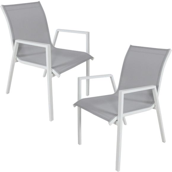 NNEDSZ Iberia 2pc Set Aluminium Outdoor Dining Table Chair White