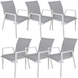 NNEDSZ Iberia 6pc Set Aluminium Outdoor Dining Table Chair White