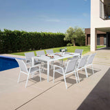 NNEDSZ Iberia 7pc Set 178cm Aluminium Outdoor Dining Table Chair White