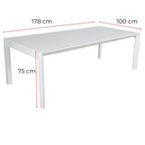 NNEDSZ Iberia 7pc Set 178cm Aluminium Outdoor Dining Table Chair White