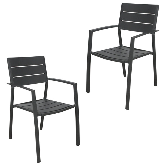 NNEDSZ Percy 2pc Set Outdoor Dining Table Chair Aluminium Frame Grey