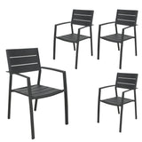 NNEDSZ Percy 4pc Set Outdoor Dining Table Chair Aluminium Frame Grey