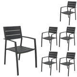 NNEDSZ Percy 6pc Set Outdoor Dining Table Chair Aluminium Frame Grey