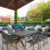 NNEDSZ Percy 8pc Set Outdoor Dining Table Chair Aluminium Frame Grey