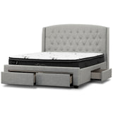 NNEDSZ Honeydew Double Size Bed Frame Timber Mattress Base With Storage Drawers - Beige