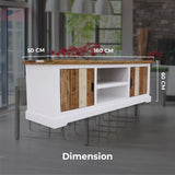 NNEDSZ Orville ETU Entertainment TV Unit 180cm 2 Door Solid Acacia Timber - Multi Color