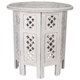 NNEDSZ Scilla Rubber Wood Timber Round 45cm Side Table - White