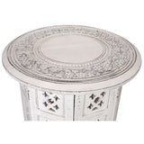 NNEDSZ Scilla Rubber Wood Timber Round 45cm Side Table - White