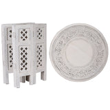 NNEDSZ Scilla Rubber Wood Timber Round 45cm Side Table - White