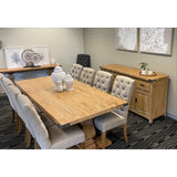 NNEDSZ Gloriosa Dining Table 230cm 8 Pax Pedestal Solid Timber Wood - Honey Wash
