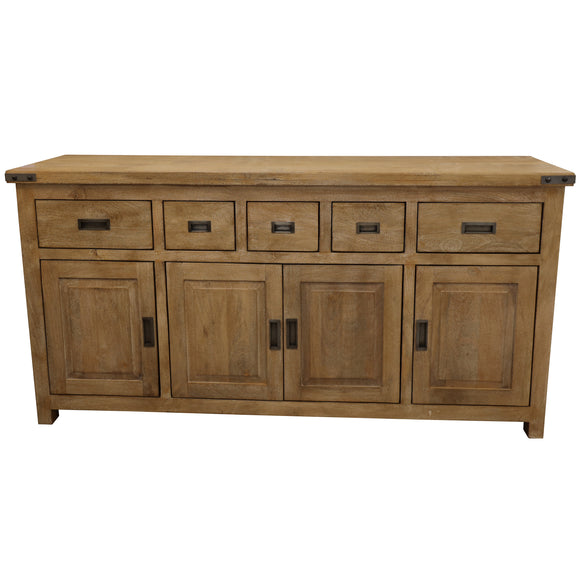 NNEDSZ Gloriosa Buffet Table 180cm 4 Door 5 Drawer Solid Mango Timber Wood - Honey Wash