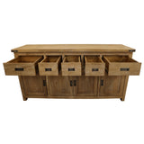 NNEDSZ Gloriosa Buffet Table 180cm 4 Door 5 Drawer Solid Mango Timber Wood - Honey Wash