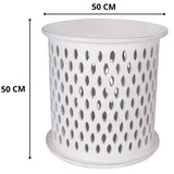 NNEDSZ Pansy  Wooden Round 50cm Side Table Sofa End Tables - White