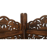 NNEDSZ Elephant 4 Panel Room Divider Screen Privacy Shoji Timber Wood Stand - Burnt