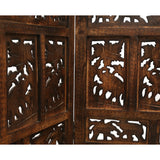 NNEDSZ Elephant 4 Panel Room Divider Screen Privacy Shoji Timber Wood Stand - Burnt