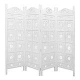 NNEDSZ Iron Jali 4 Panel Room Divider Screen Privacy Shoji Timber Wood Stand - White
