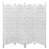 NNEDSZ Elephant 4 Panel Room Divider Screen Privacy Shoji Timber Wood Stand - White