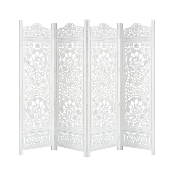 NNEDSZ Koch 4 Panel Room Divider Screen Privacy Shoji Timber Wood Stand - White