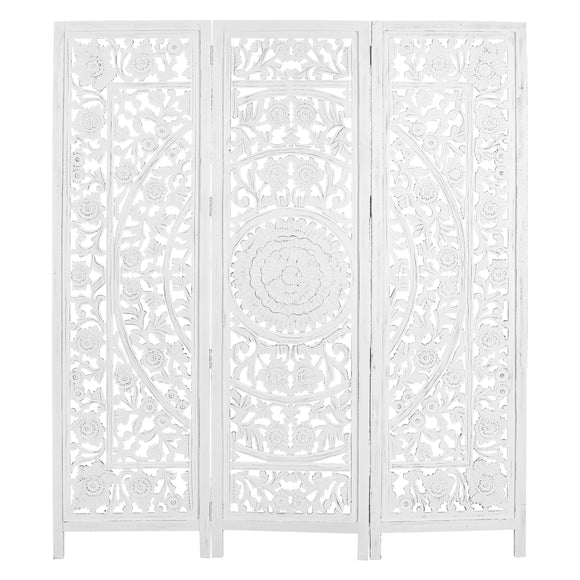 NNEDSZ Jans 3 Panel Room Divider Screen Privacy Shoji Timber Wood Stand - White